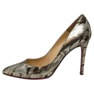 Christian Louboutin Pigalle 100 Camouflage Laminato gold metallic pump 40.5